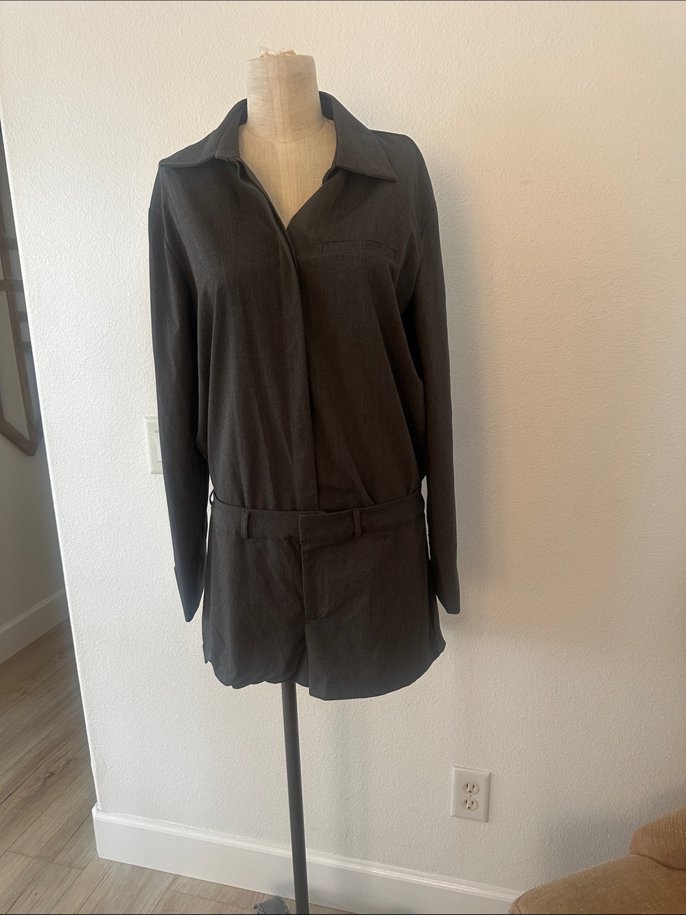 Zara Charcoal Gray Lightweight Blazer Jacket